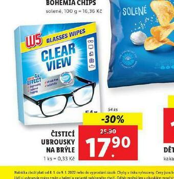 Lidl W5 čistící ubrousky na brýle nabídka