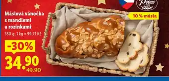 Máslová vánočka s mandlemi a rozinkami