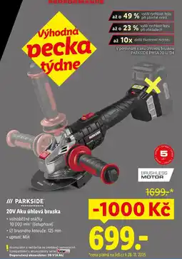 Lidl PARKSIDE 20V Aku úhlová bruska nabídka