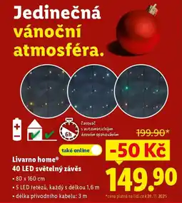 Lidl Livarno home® 40 LED světelný závěs nabídka