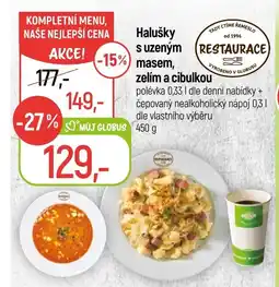 Globus Halušky s uzeným masem, zelím a cibulkou nabídka