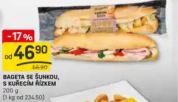 Flop Bageta se šunkou, s kuřecím řízkem nabídka