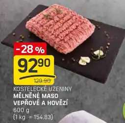 Flop Kostelecké Uzeniny Mělněné maso vepřové a hovězí nabídka