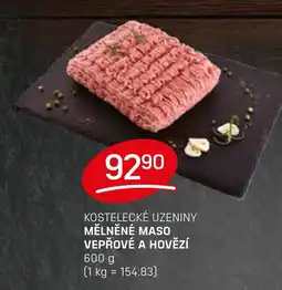Flop Kostelecké uzeniny Mělněné maso vepřové a hovězí nabídka