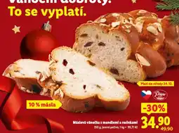 Lidl Deluxe máslová vánočka s mandlemi a rozinkami nabídka