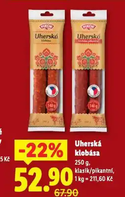 Lidl Uherská klobása nabídka