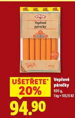 Lidl Vepřové párečky nabídka