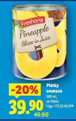 Lidl Plátky ananasu nabídka