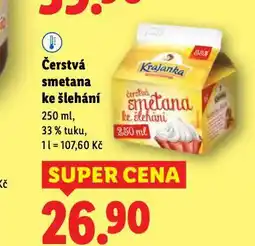 Lidl Čerstvá smetana ke šlehání nabídka