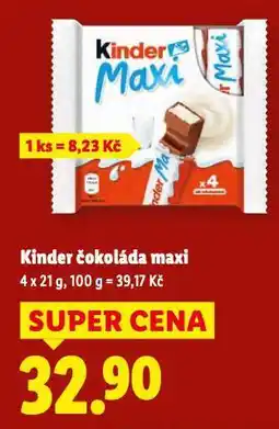 Lidl Kinder čokoláda maxi nabídka