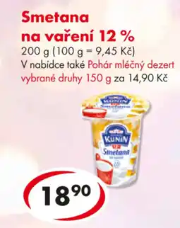 CBA Kunin Smetana na vaření 12% nabídka