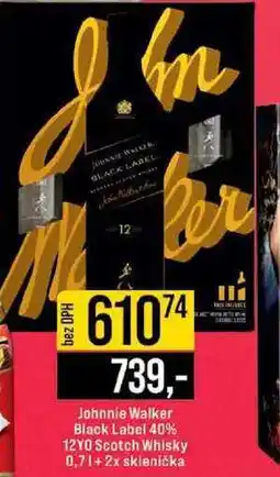 Jip Johnnie Walker Black Label 40% 12YO Scotch Whisky 0,7l+2x sklenička nabídka