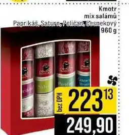 Jip Kmotr mix salámů Paprikás, Saturn, Pelican, Cesnekový 960 g nabídka