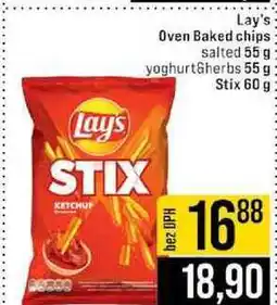 Jip Lay's Oven Baked chips salted 55 g yoghurt herbs 55 g Stix 60 g nabídka