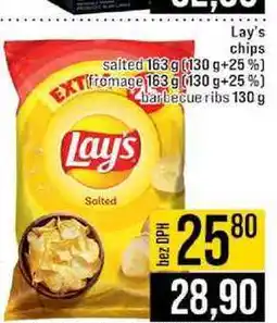 Jip Lay's chips salted 163 g (130 g+25%) EXTfromage 163 g (130 g+25%) Lay's Salted barbecue ribs 130 g nabídka