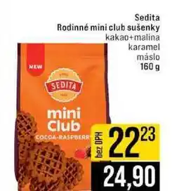 Jip Sedita Rodinné mini club sušenky kakao+malina karamel máslo 160 g nabídka