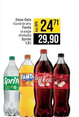 Jip Coca-Cola různé druhy Fanta orange shokata Sprite 1,5l nabídka