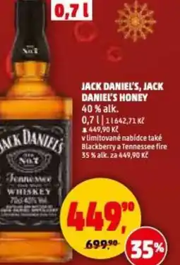 Penny Market Jack daniel's, jack daniel's honey 40 % alk. nabídka