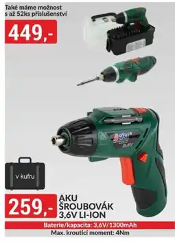 Baumax Aku sroubovák 3,6V LI-ION nabídka