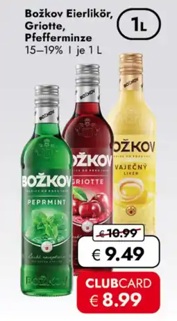 TRAVEL FREE Božkov Eierlikör, Griotte, Pfefferminze 15-19% nabídka