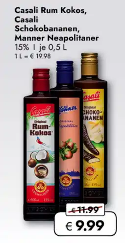 TRAVEL FREE Casali Rum Kokos, Casali Schokobananen, Manner Neapolitaner 15% nabídka