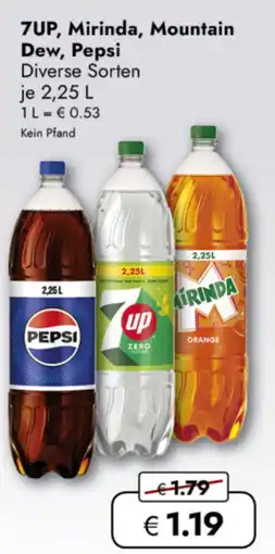 TRAVEL FREE 7UP, Mirinda, Mountain Dew, Pepsi nabídka