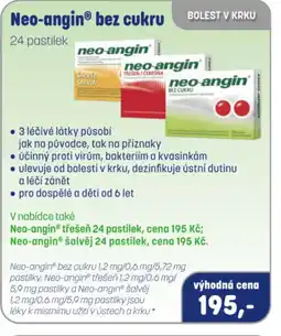 PharmaPoint Neo-anginⓇ bez cukru nabídka
