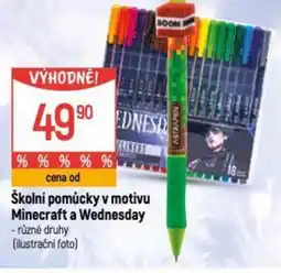 Globus Školní pomůcky v motivu Minecraft a Wednesday nabídka