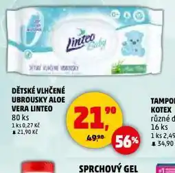 Penny Market Linteo baby dětské vlhčené ubrousky nabídka