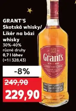 Kaufland GRANT'S Skotská whisky/ Likér na bázi whisky 30%-40% nabídka