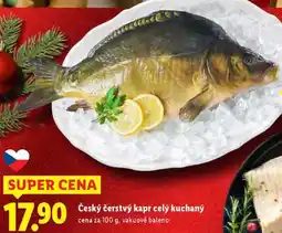 Lidl Český čerstvý kapr celý kuchaný, cena za 100 g nabídka