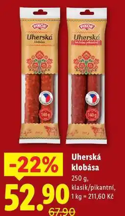 Lidl Uherská klobása, 250 g nabídka