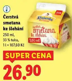 Lidl Čerstvá smetana ke šlehání, 250 ml nabídka