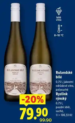 Lidl Rulandské bílé, 0,75 l nabídka