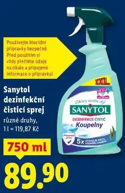 Lidl Sanytol dezinfekční čisticí sprej, 750 ml nabídka