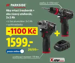Lidl Aku vrtací šroubovák + aku rázový utahovák, 2x 2 Ah nabídka