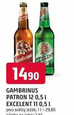 Trefa Gambrinus Excelent 11°, světlý ležák 0.5l sklo nabídka