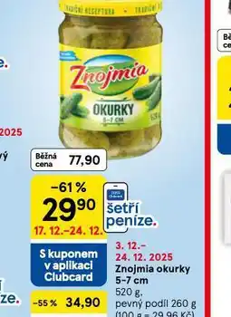 Tesco Znojmia okurky 5-7 cm nabídka