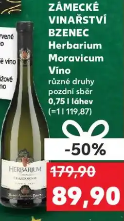 Kaufland ZÁMECKÉ VINAŘSTVÍ BZENEC Herbarium Moravicum Víno nabídka