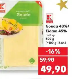 Kaufland Gouda 48%/ Eidam 45% plátky nabídka