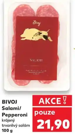 Kaufland BIVOJ Salami/ Pepperoni krájený trvanlivý salám nabídka
