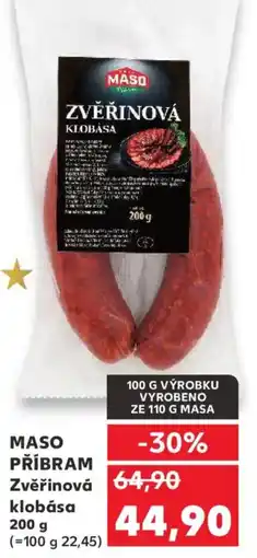 Kaufland MASO PŘÍBRAM Zvěřinová klobása nabídka