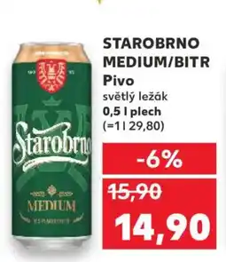 Kaufland STAROBRNO Medium/BITR Pivo nabídka