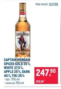 Makro Captain Morgan Spiced gold 35%, white 37,5%, apple 25%, dark 40%. tiki 25% nabídka