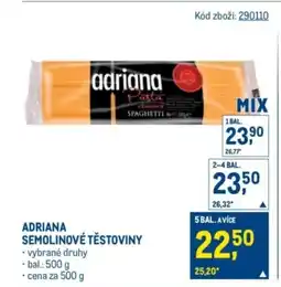 Makro Adriana Semolinové těstoviny nabídka