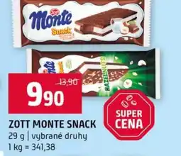 Terno Zott monte snack nabídka