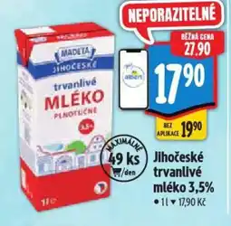 Albert MADETA Jihočeské trvanlivé mléko 3,5% nabídka