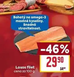 Billa Losos filet cena za 100 g nabídka
