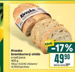 Billa Kvasko bramborový chléb z naší pece 405 g nabídka
