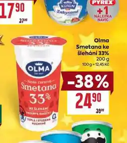 Billa Olma Smetana ke šlehání 33% 200 g nabídka